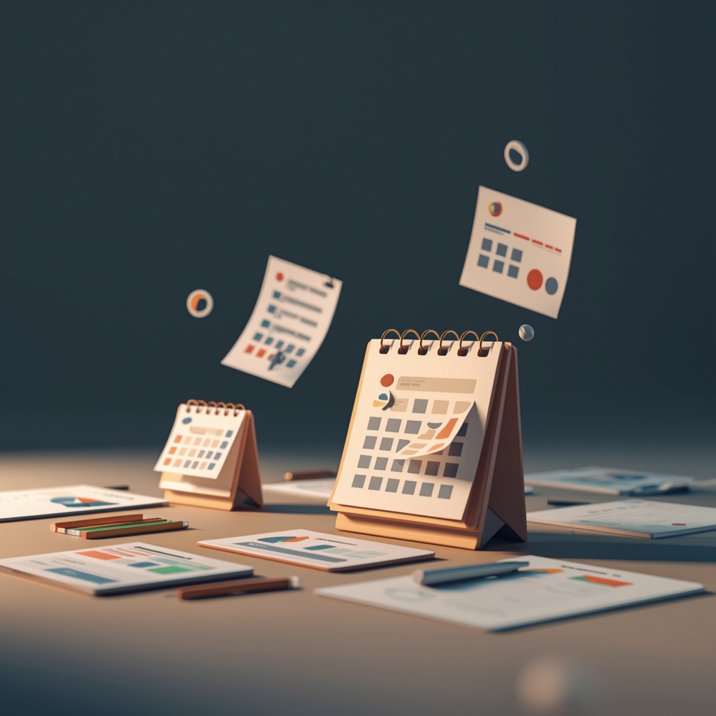 Desk calendars with notes and checklists – appointments and deadlines