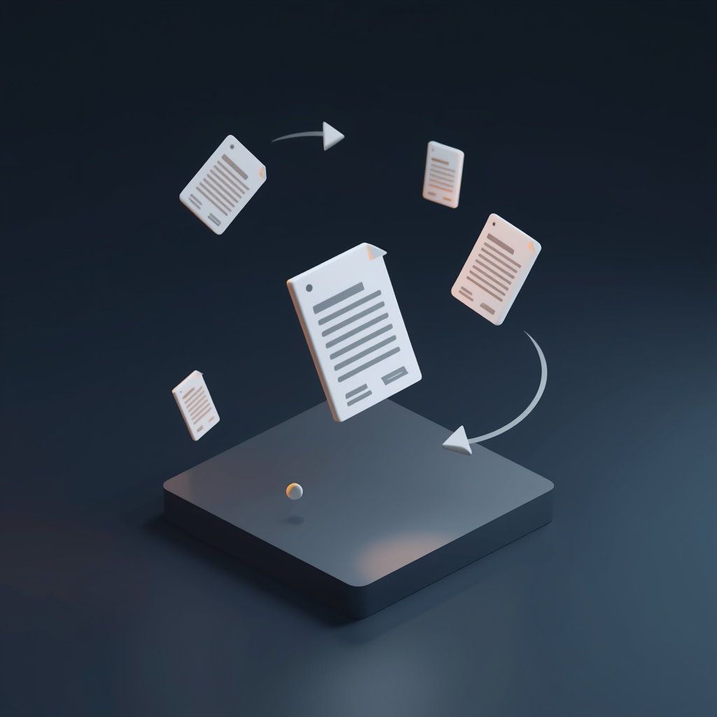 Documents circling around a central document – invoice workflow